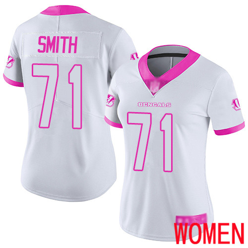 Cincinnati Bengals Limited White Pink Women Andre Smith Jersey NFL Footballl #71 Rush Fashion